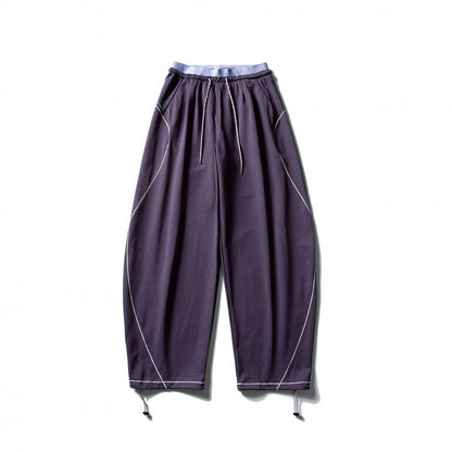 Unisex Wide Tech Jogging Pants with Drawstring, Contrast Seams and Adjustable Hem Shop Velvia
