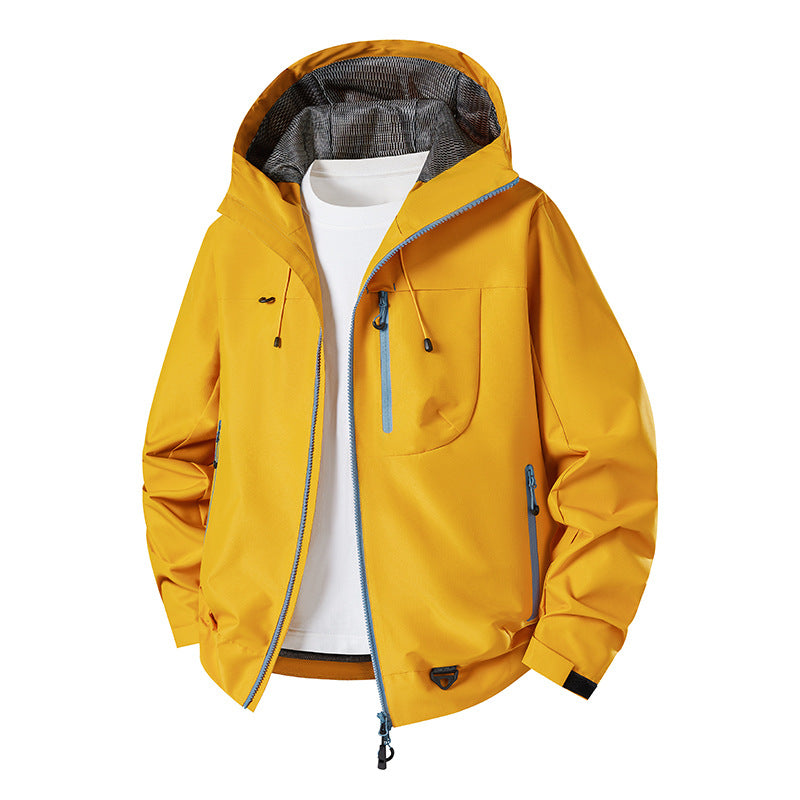 Men's water-repellent technical softshell jacket with hood, breathable mesh lining and zippered pockets Shop Velvia