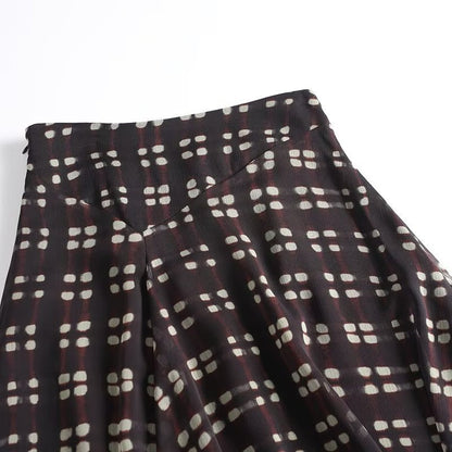 Women's flowing maxi skirt made of chiffon with geometric all-over print and high waist Shop Velvia