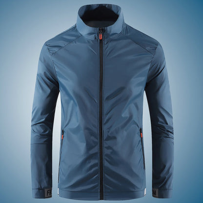 Men's nan ultralight windproof leisure jacket with stand-up collar, concealed zipper, and zippered pockets Shop Velvia