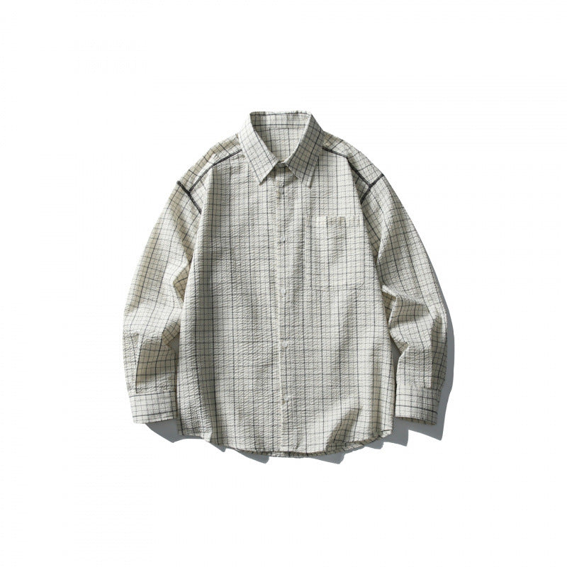 Unisex Oversized Shirt Jacket in Checkered Design with Chest Pocket Shop Velvia