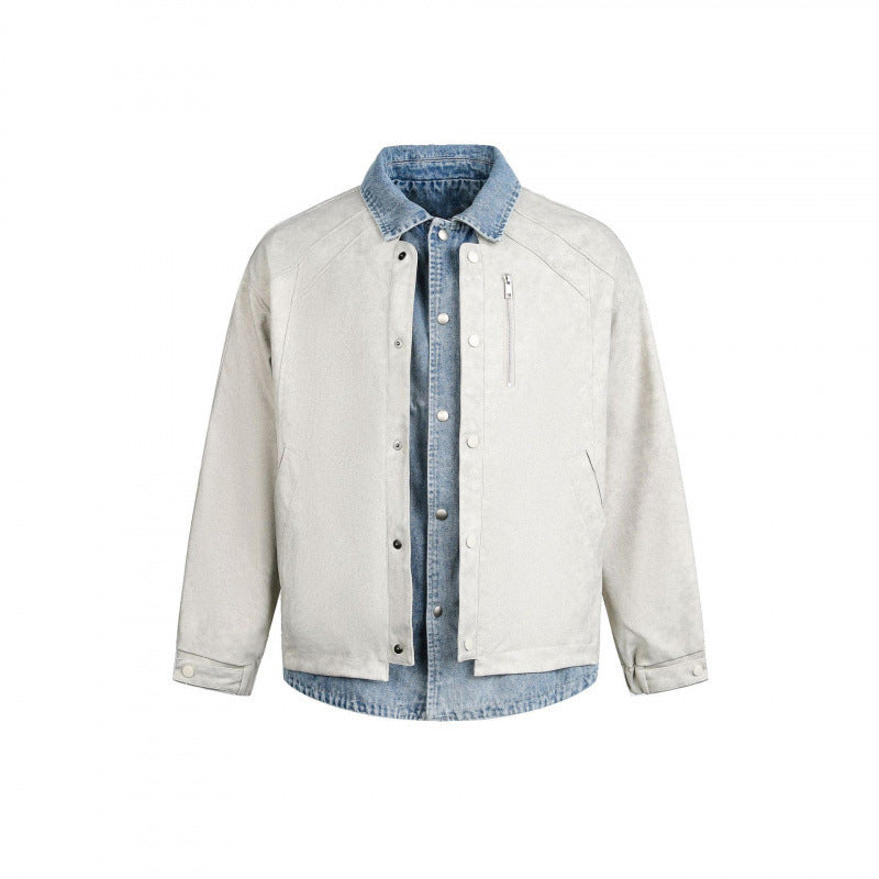 Men's layering jacket with suede look and integrated denim lining Shop Velvia