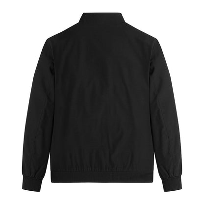 Men's lightweight blouson jacket with stand-up collar, striped lining, and zippered pockets Shop Velvia