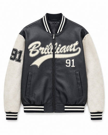 Men's varsity bomber jacket in letterman style with chenille applications Shop Velvia