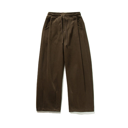 Unisex Wide Jogging Pants with Pleats, Elastic Drawstring and Side Pockets Shop Velvia