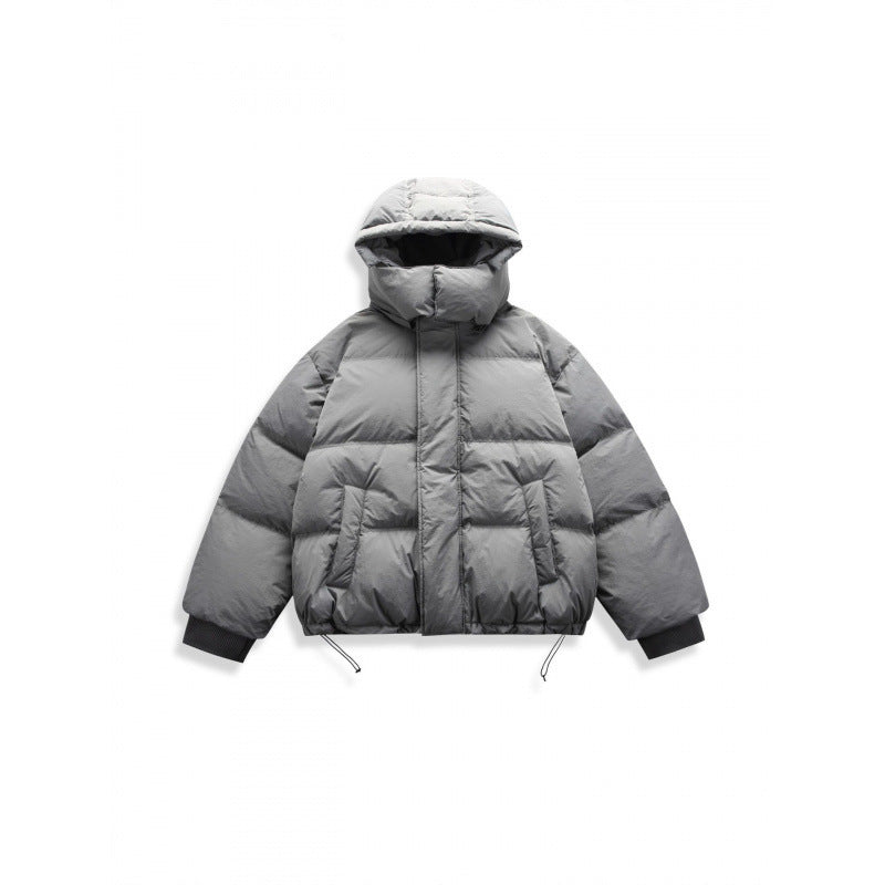 Unisex Short Padded Jacket with Hood, High Stand-Up Collar, and Adjustable Hem Shop Velvia