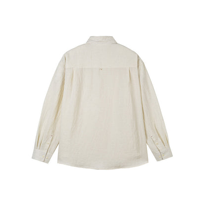 Men's Casual Long Sleeve Relaxed Fit Leisure Shirt made of Linen-Cotton Mix with Chest Pocket Shop Velvia