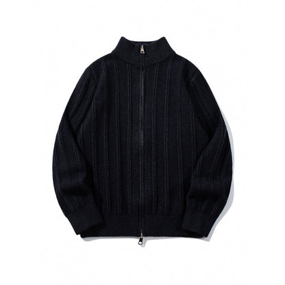 Unisex Zip Sweater with Stand-Up Collar and Vertical Structure Shop Velvia