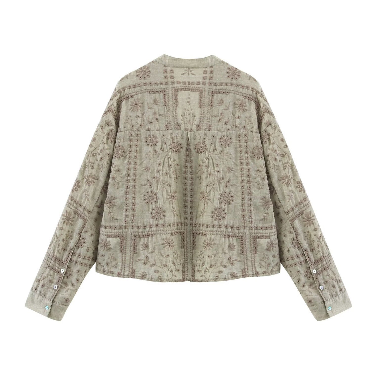 Ladies Embroidered V-Neck Boxy Blouse Jacket with Patchwork Embroidery Shop Velvia