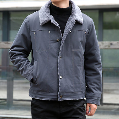 Men's short jacket with teddy lining and lapel collar, windproof transitional jacket Shop Velvia