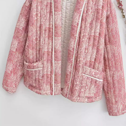 Women's quilted kimono jacket with floral all-over print Shop Velvia