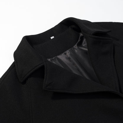 Ladies long coat in a minimalist cocoon cut made of a wool blend with double-breasted button placket Shop Velvia
