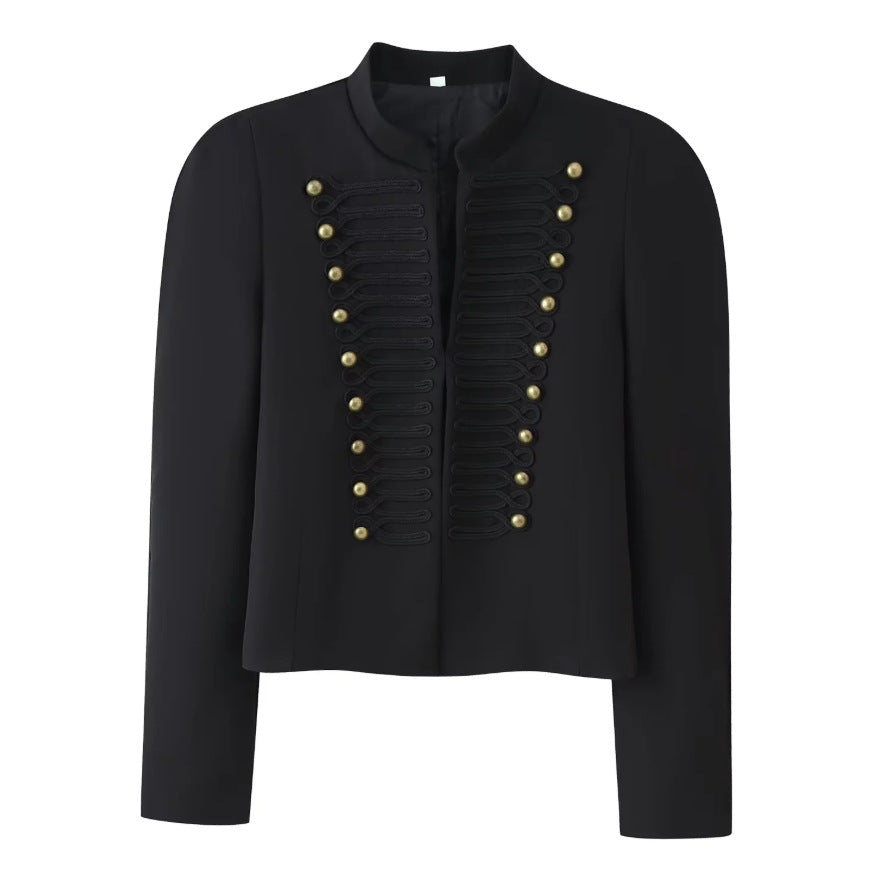 Ladies short jacket in hussar-inspired design with stand-up collar and decorative cords Shop Velvia