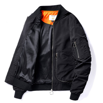 Men's Nylon Bomber Jacket in Aviator Style with Zipper Arm Pocket and Contrasting Lining Shop Velvia