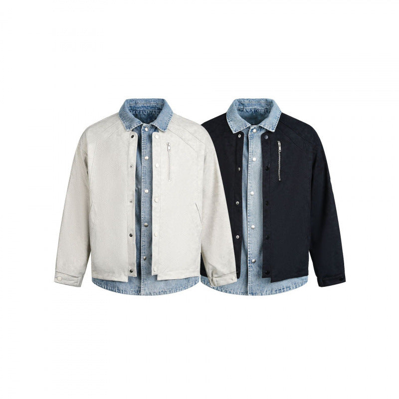 Men's layering jacket with suede look and integrated denim lining Shop Velvia