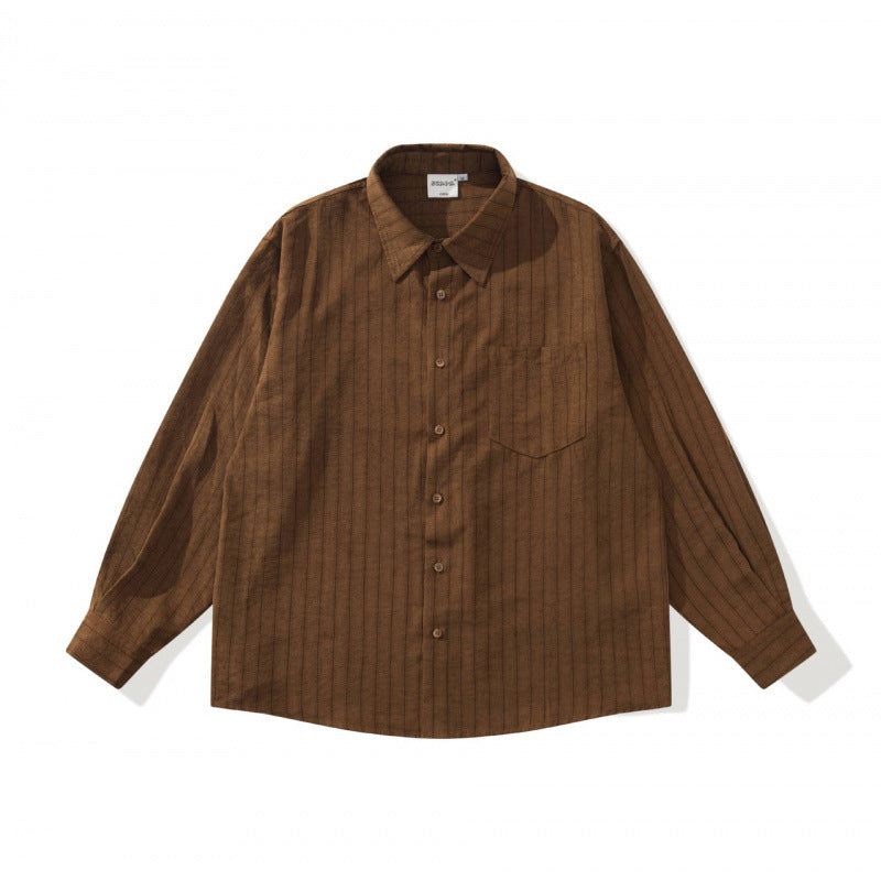 Unisex Oversized Striped Shirt in Relaxed Fit with Chest Pocket Shop Velvia