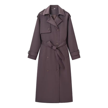 Women Longer classic trench coat with button placket, tie belt and epaulettes Shop Velvia