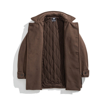 Men's wool coat with quilted thermo inner side and lapel collar Shop Velvia
