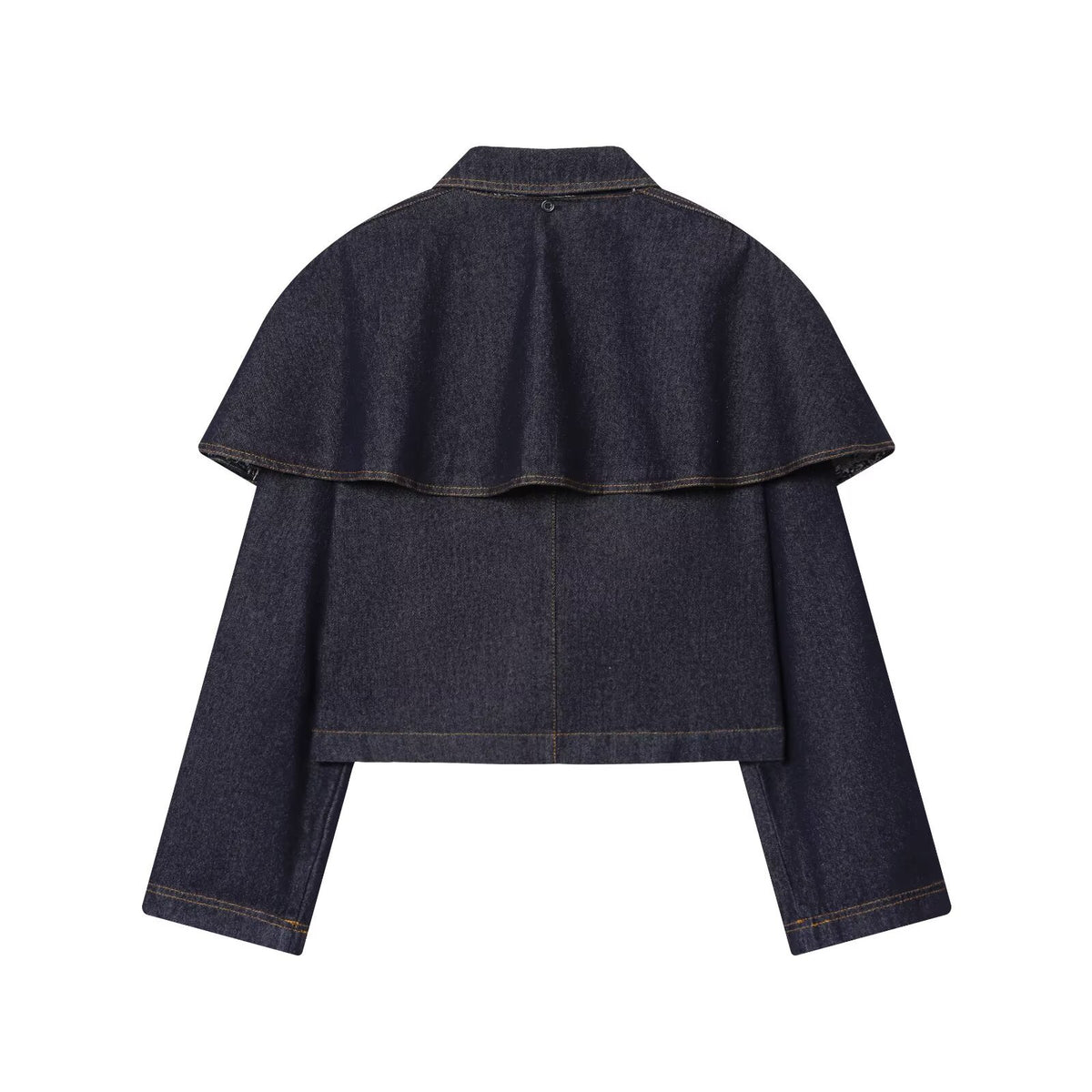 Women's Short Jeans Jacket with Cape Insert, Flap Pockets and Snap Buttons Shop Velvia