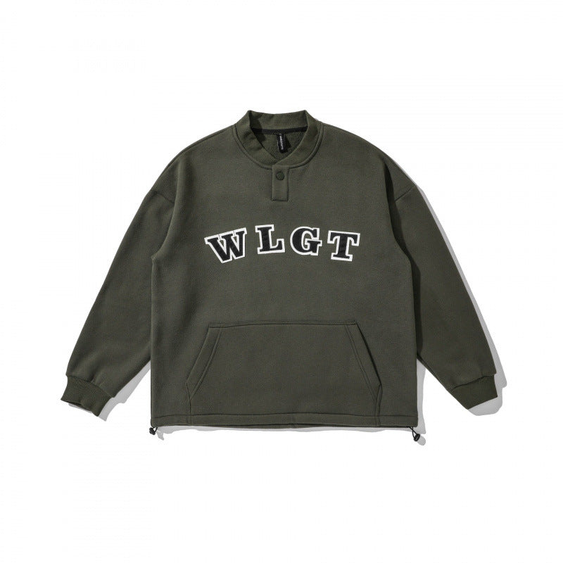 Unisex Oversize Sweatshirt with Henley button placket, kangaroo pocket and drawstring hem Shop Velvia