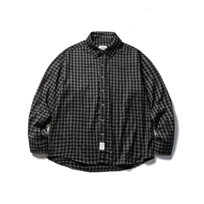 Unisex Oversize Check Flannel Shirt with Shirt Collar, Button Front and Rounded Hem Shop Velvia