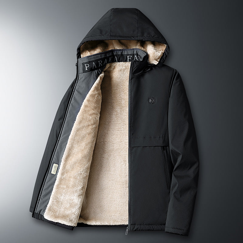 Men's transitional jacket with teddy lining, windproof outer shell and hood Shop Velvia