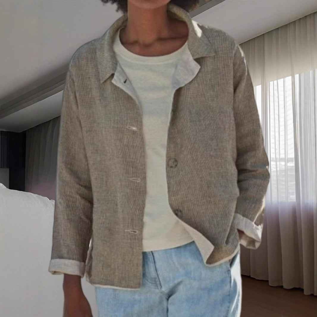 Women Lightweight and Casual Cotton Jacket with Buttoned Details Shop Velvia