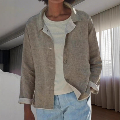 Women Lightweight and Casual Cotton Jacket with Buttoned Details Shop Velvia
