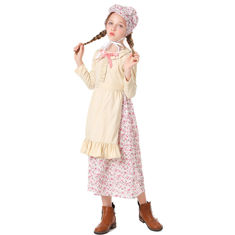 Girls' farmhouse dress with floral details Shop Velvia