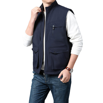 Men's Lightweight Thermo-Fleece Vest with Stand-Up Collar, Front Zipper and Side Pockets Shop Velvia