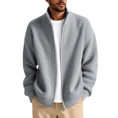 Men's cardigan with high collar and practical zipper Shop Velvia