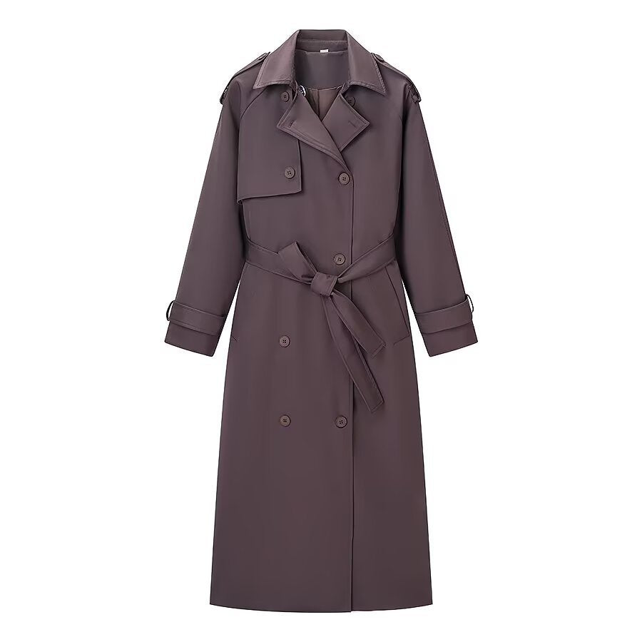 Women Longer classic trench coat with button placket, tie belt and epaulettes Shop Velvia