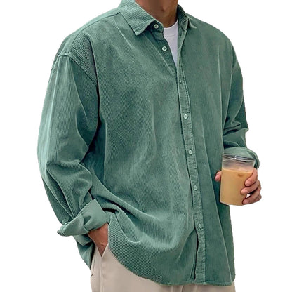 Men's casual cord shirt made of fine ribbed fabric with oversized fit Shop Velvia