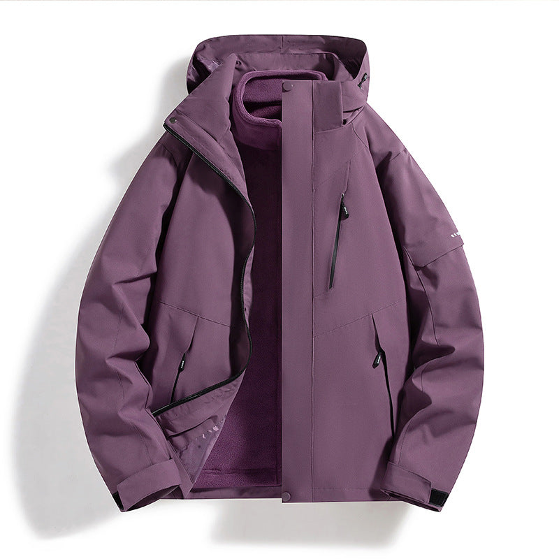 Men's Water-Repellent Softshell Fleece Layer Jacket with Hood and Windproof Front Flap Shop Velvia