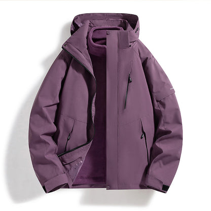 Men's Water-Repellent Softshell Fleece Layer Jacket with Hood and Windproof Front Flap Shop Velvia