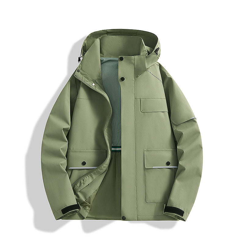 Men's three-layer trekking jacket with welded seams, hood, and multifunction pockets Shop Velvia