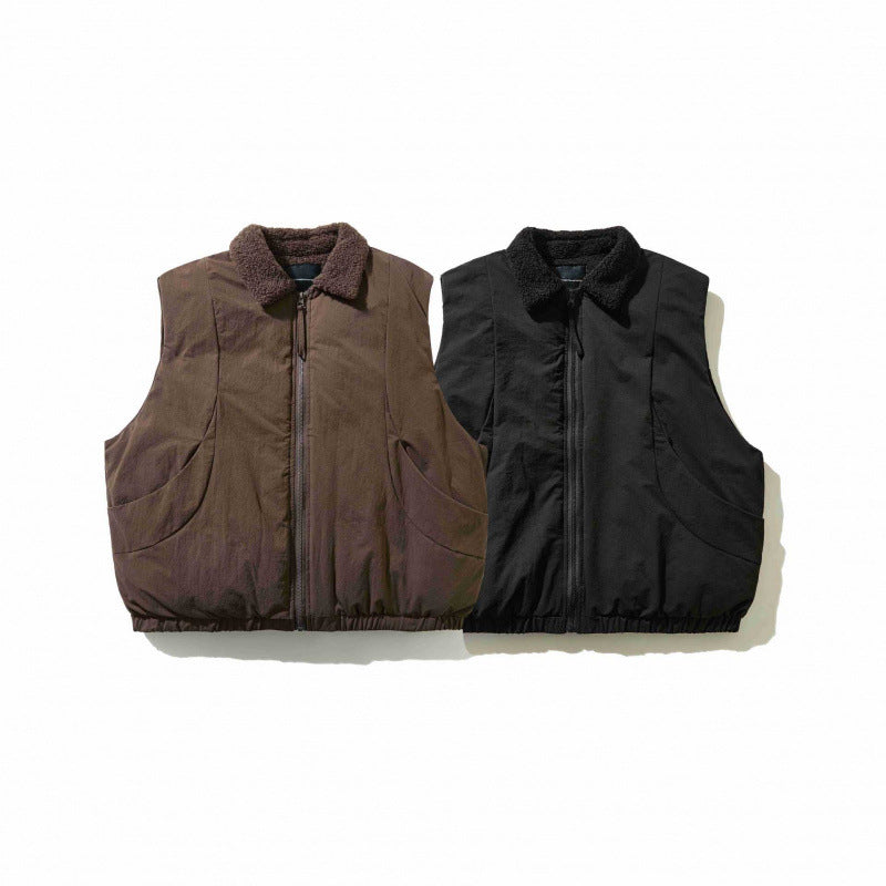 Unisex Padded Vest with Teddy Collar, Zipper and Elastic Hem Shop Velvia