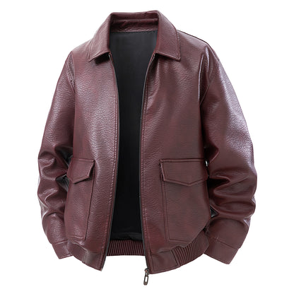 Men's short jacket made of faux leather in bomber style with applied pockets Shop Velvia