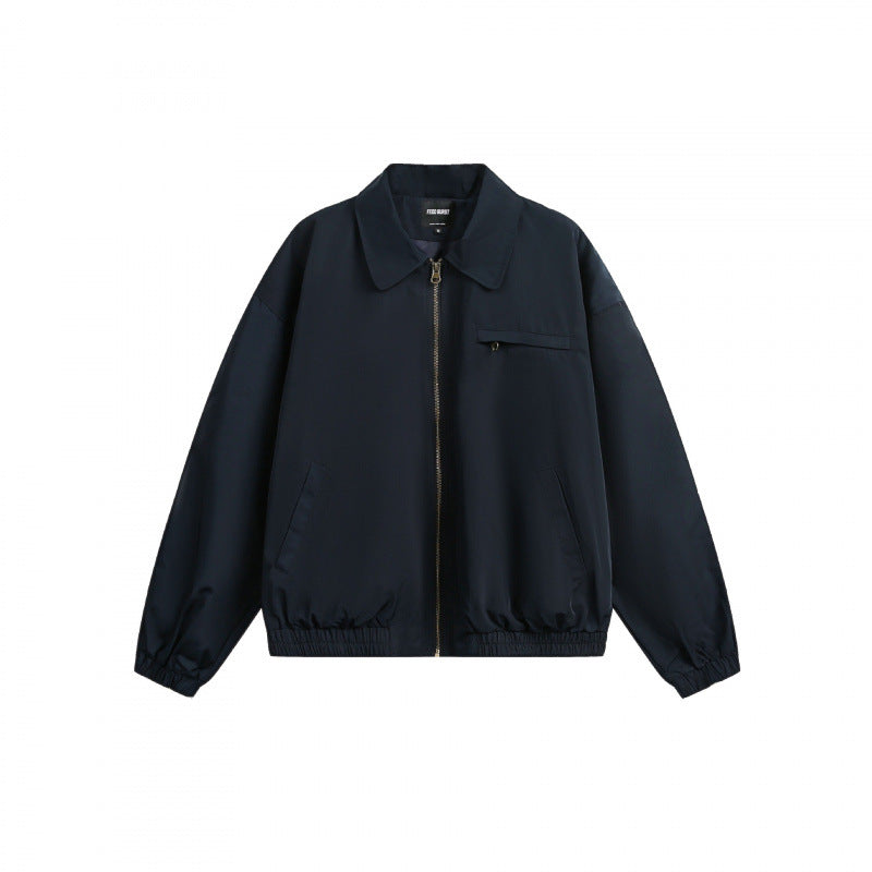 Unisex Boxy Overshirt Jacket with full-length zipper, elastic hem, and chest zipper pocket Shop Velvia
