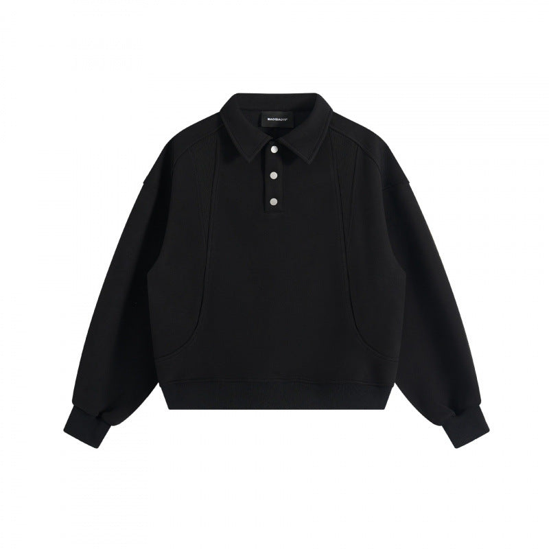 Unisex Boxy Polo Sweatshirt with Henley button placket, raglan sleeves and side pockets Shop Velvia
