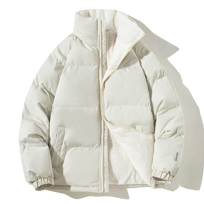 Women's Oversized Puffer Jacket with Teddy Lining, Stand Collar and Patch Pockets Shop Velvia