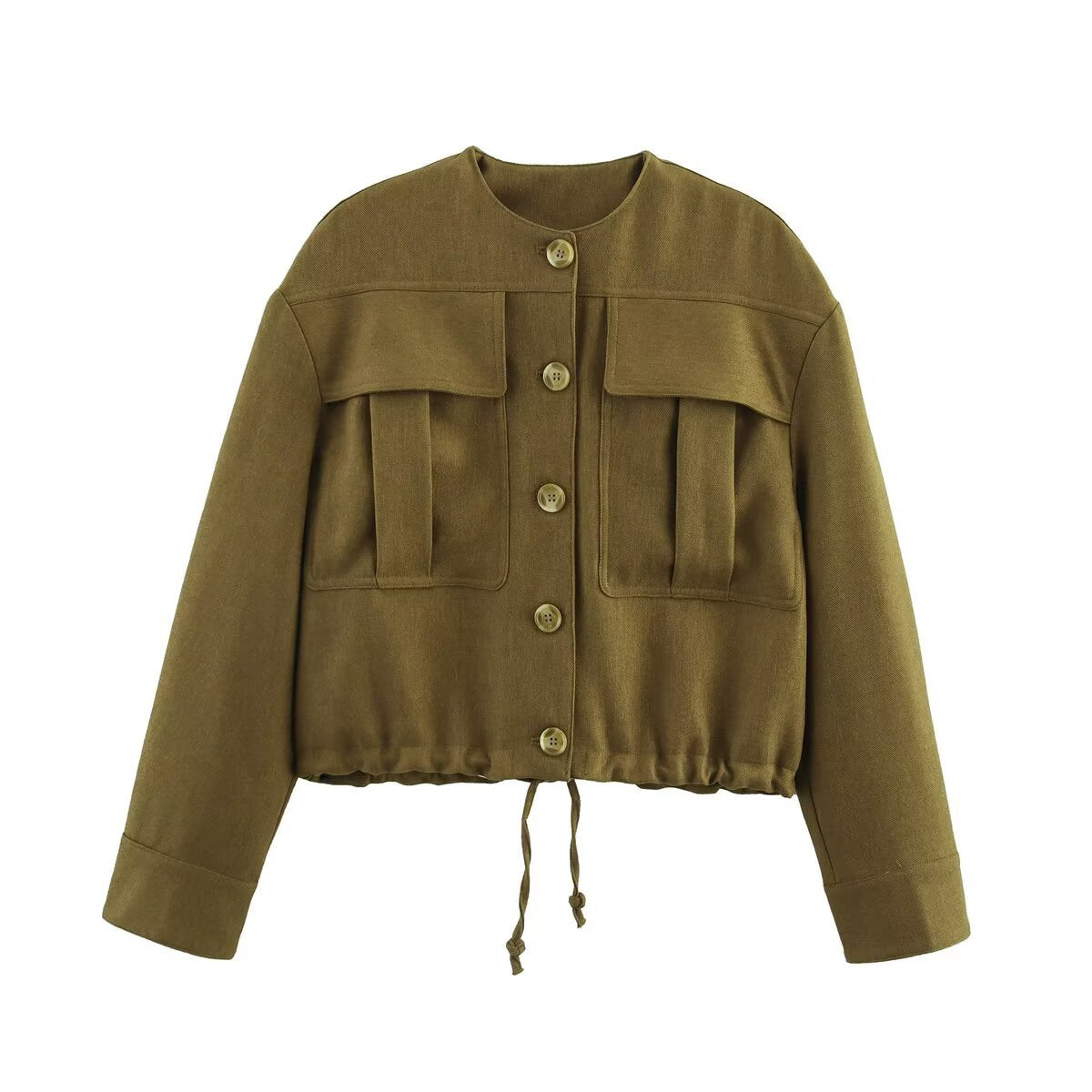 Women's Cropped Field Jacket with applied flap pockets and drawstring Shop Velvia