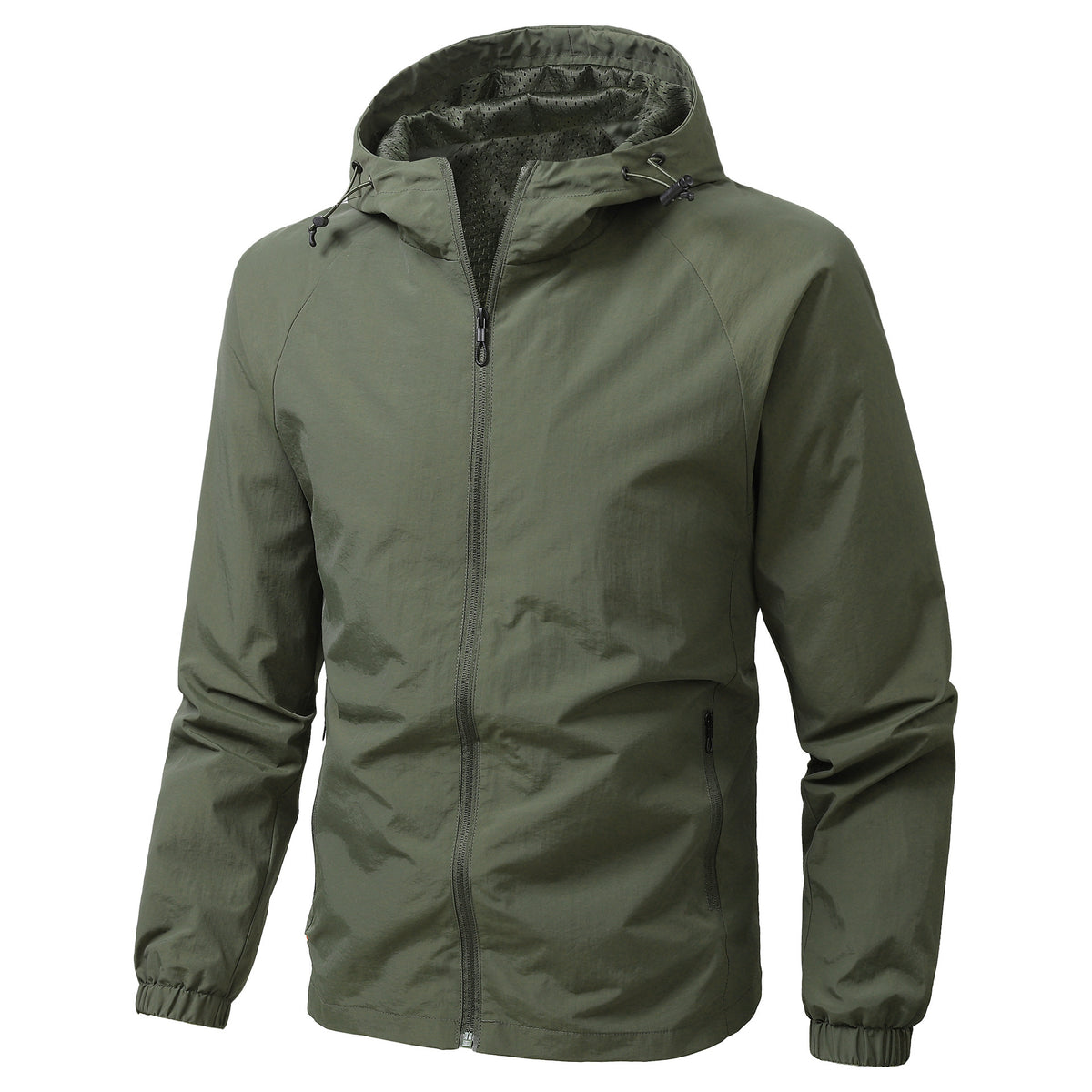 Men's Lightweight Windproof Hooded Outdoor Jacket with Full Zipper and Elastic Cuffs Shop Velvia