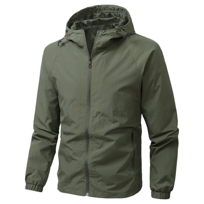 Men's Lightweight Windproof Hooded Outdoor Jacket with Full Zipper and Elastic Cuffs Shop Velvia