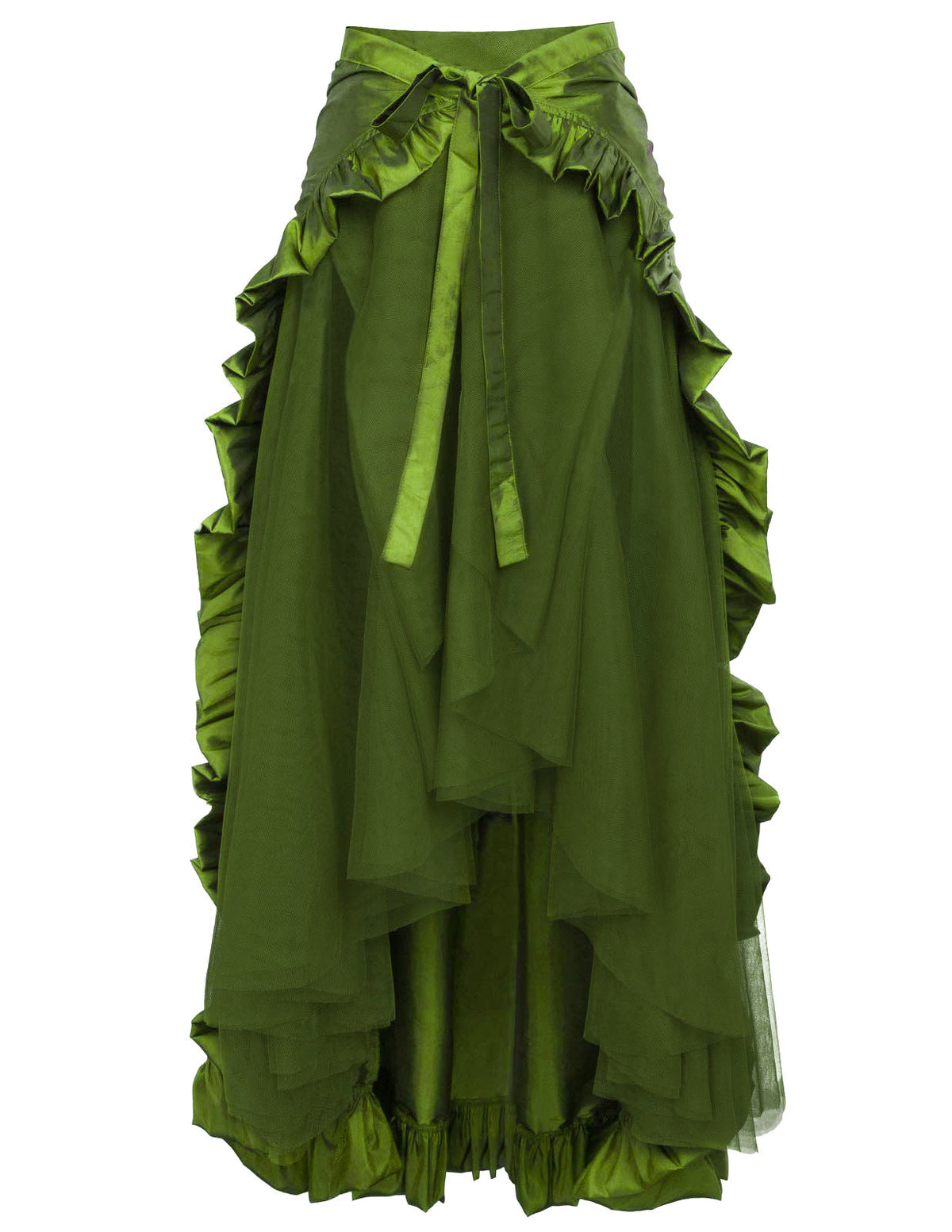 Women nan maxi skirt with multilayered ruffles, asymmetric flounce and tie belt Shop Velvia