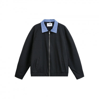 Men's boxy transitional jacket with pinstripes and contrasting shirt collar Shop Velvia