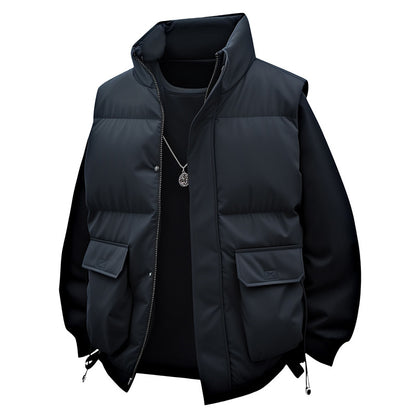 Men's Padded Utility Vest with High Stand Collar and Multi-Functional Pockets Shop Velvia
