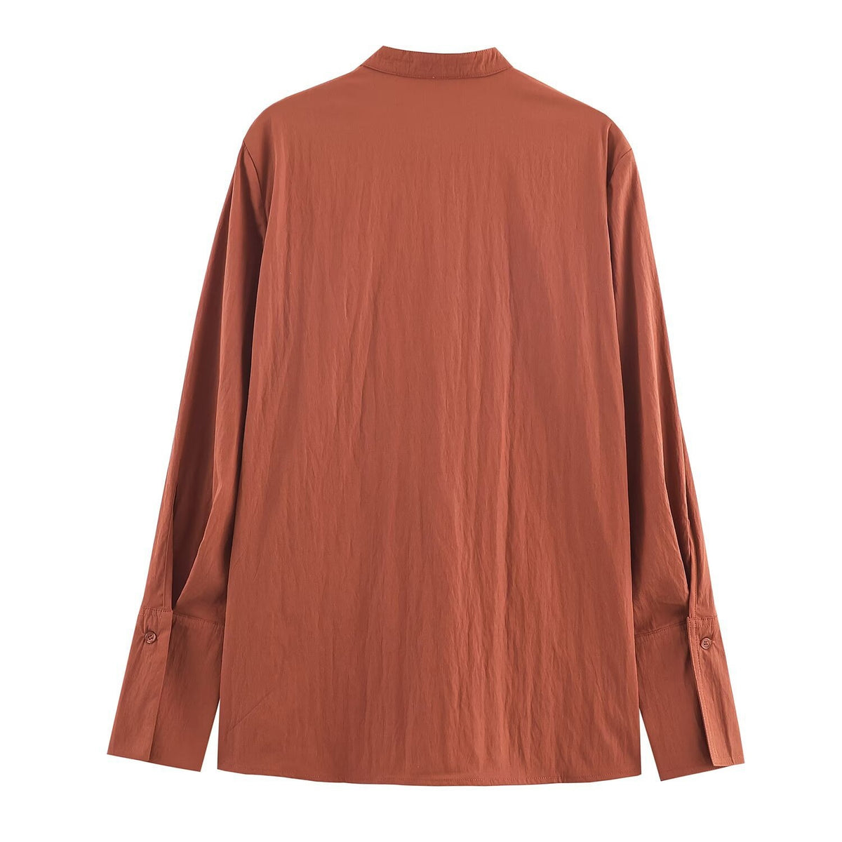Women's Oversized Shirt Blouse with Mandarin Collar and Full Button Placket Shop Velvia