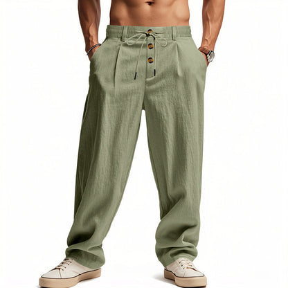 Men's Linen Pants with Breathable & Adjustable Drawstring | Shop Velvia V2