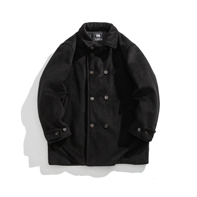 Men's wool coat with quilted thermo inner side and lapel collar Shop Velvia
